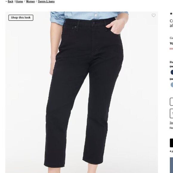 J.Crew Women's 33 Tall Curvy Essential Straight Leg Jeans Black NWT Inseam 29.5" - Picture 2 of 12